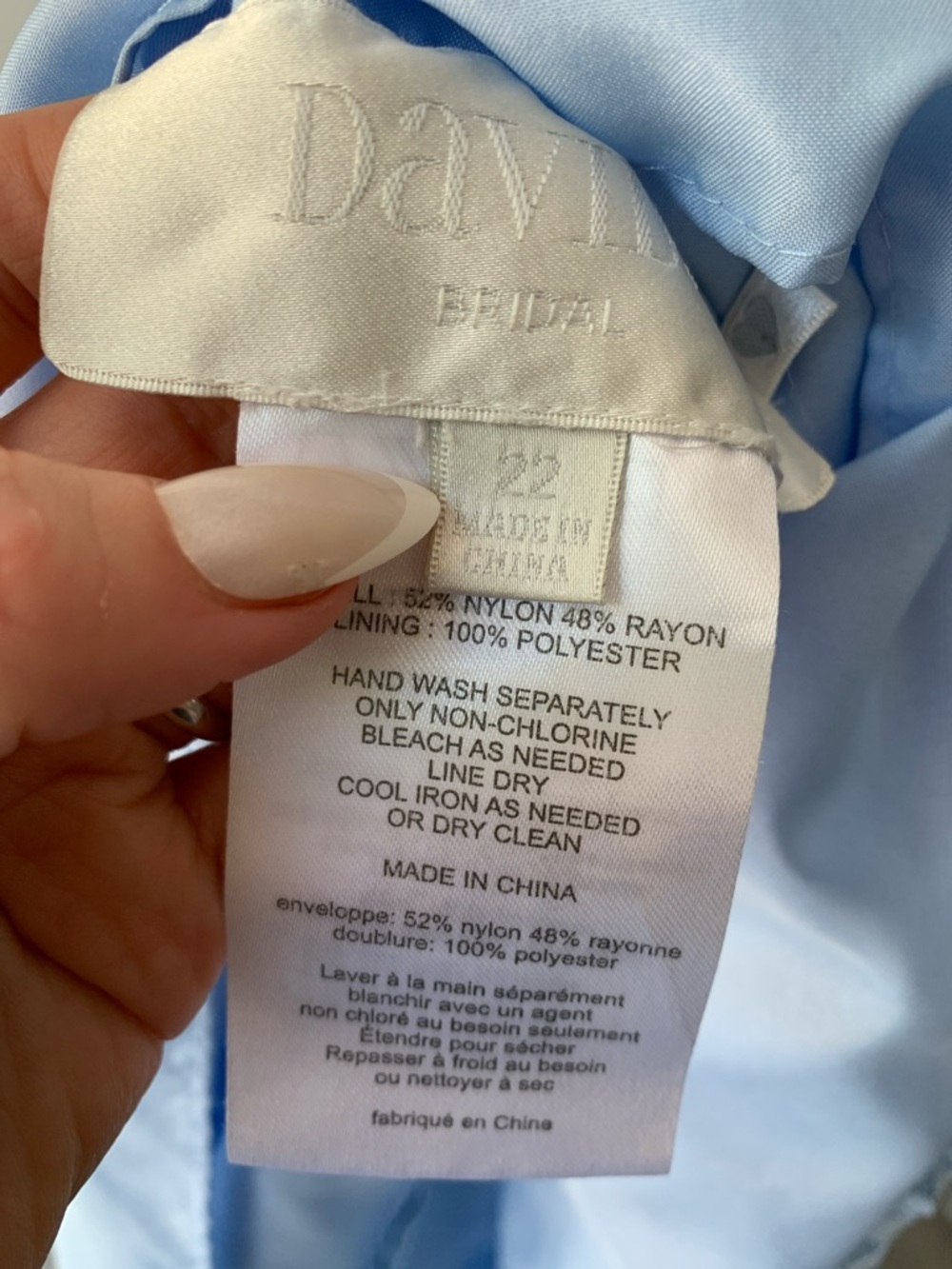 David's Bridal Light Blue Lace Floral Overlay - Picture 5 of 12